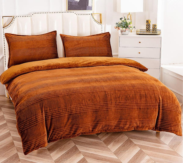 Lenjerii Pufoase Cocolino Pat Dublu Maro Inchis Dungi LCA206