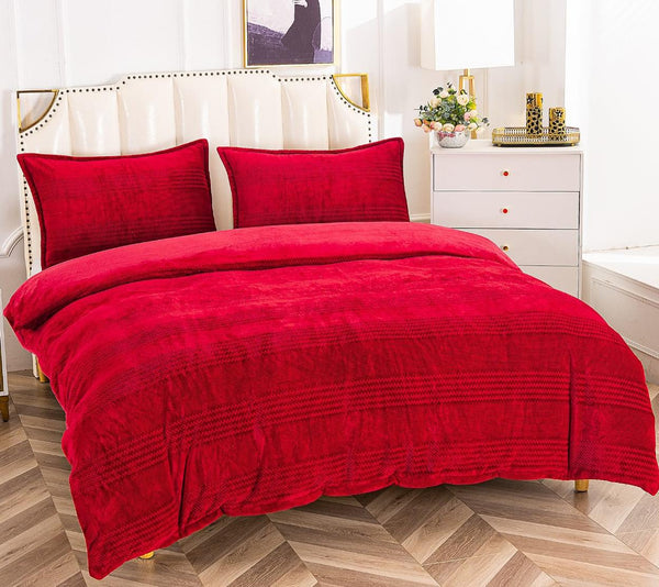 Lenjerii Pufoase Cocolino Pat Dublu Rosu Deschis Dungi LCA201