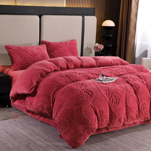 Lenjerii Pufoase Cocolino Pat Dublu Roz Model Fluturi LCY308