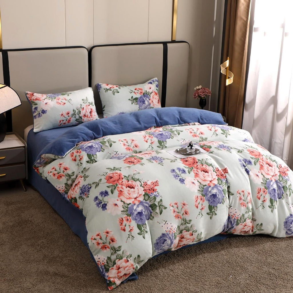 Lenjerii Pufoase Cocolino Pat Dublu Verzi Floral LCY100