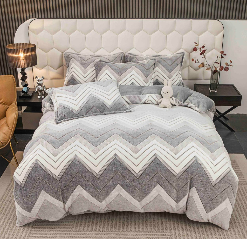 Lenjerii Cocolino cu Elastic Pat Dublu Gri Zig Zag LCEJ32