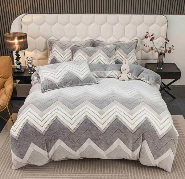 Lenjerii Cocolino cu Elastic Pat Dublu Gri Zig Zag LCEJ32