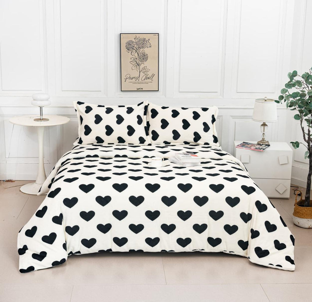 Lenjerii Cocolino cu Elastic Pat Dublu Albe Inimioare LCA101