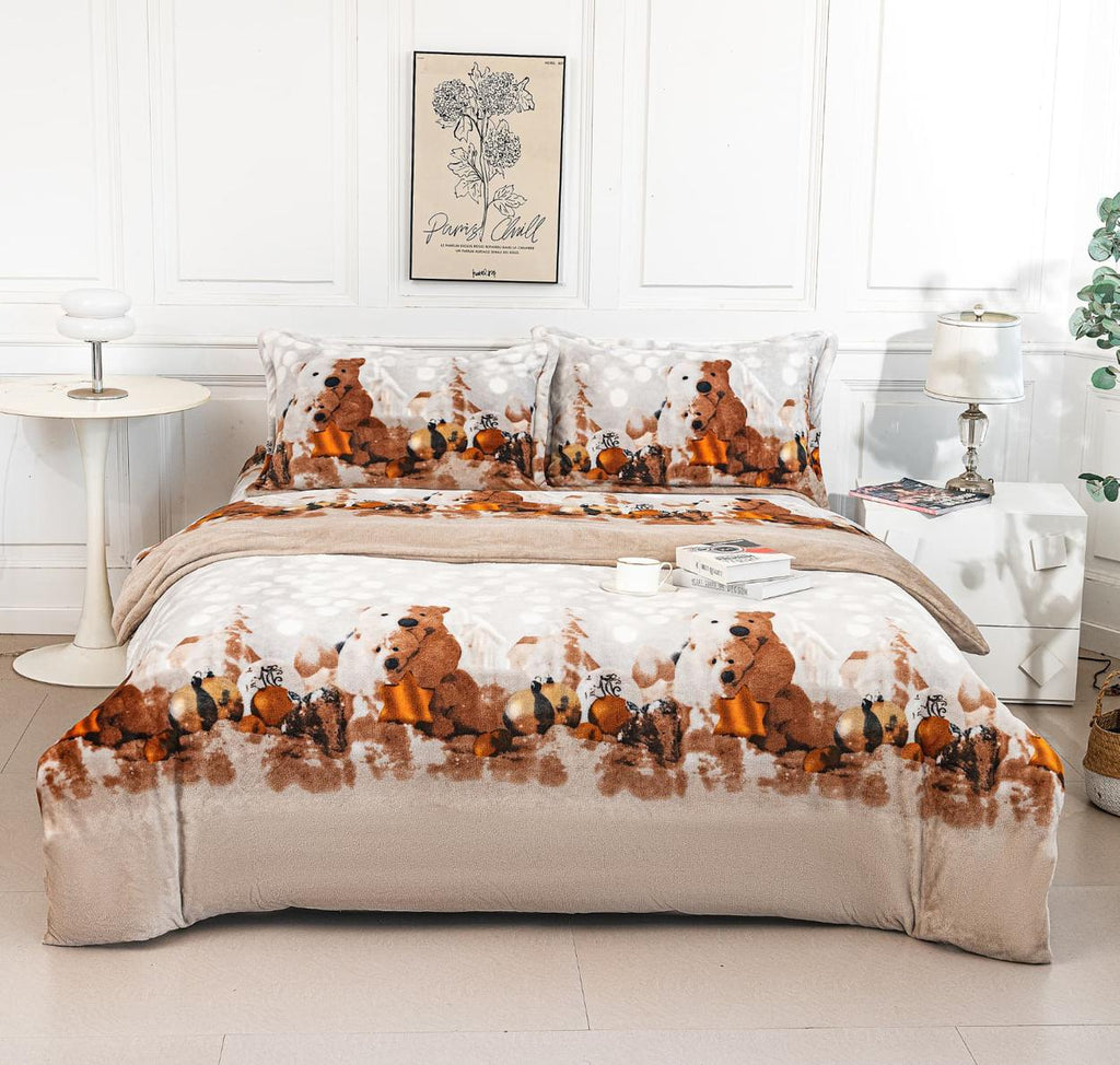 Lenjerii Cocolino cu Elastic Pat Dublu Bej Ursuleti LCA107
