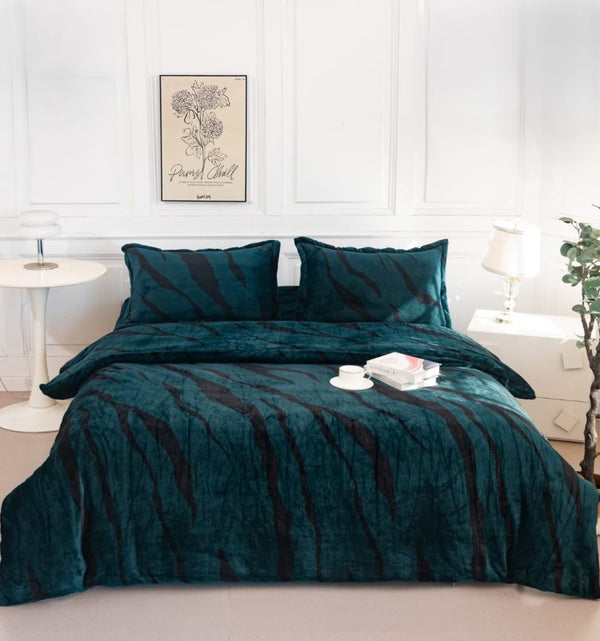 Lenjerii Cocolino cu Elastic Pat Dublu Verde Inchis Tigru LCA112
