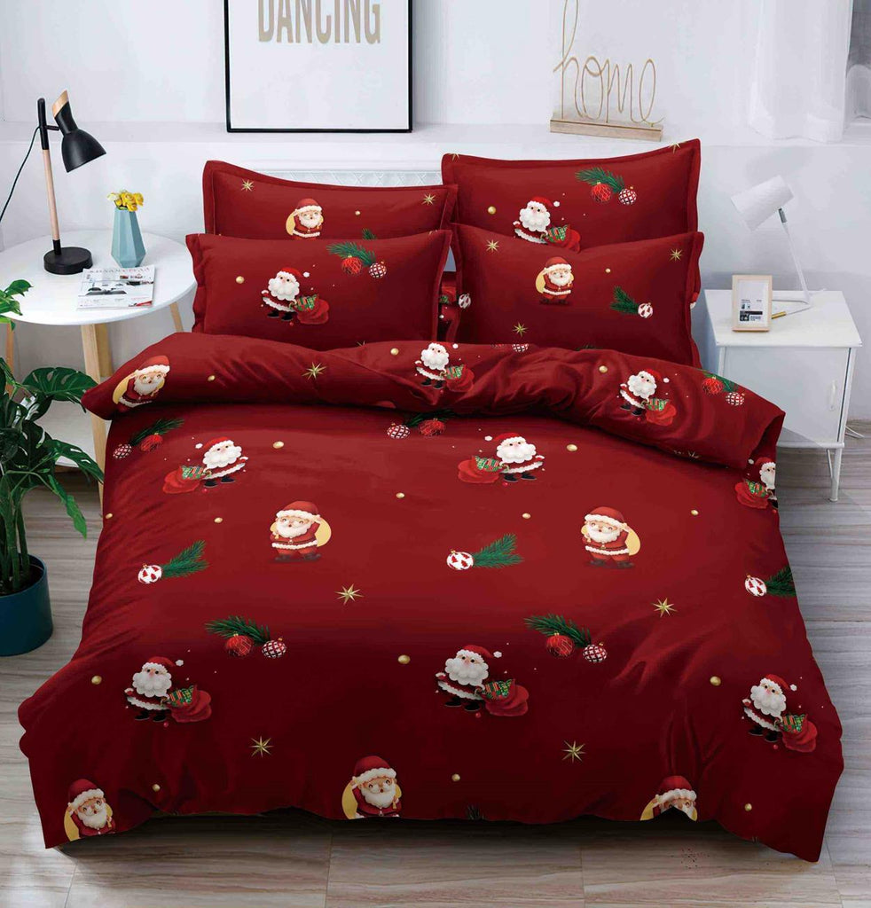 Lenjerii Bumbac Finet Pat 1 Persoana Craciun Rosii Ornamente LSJ826