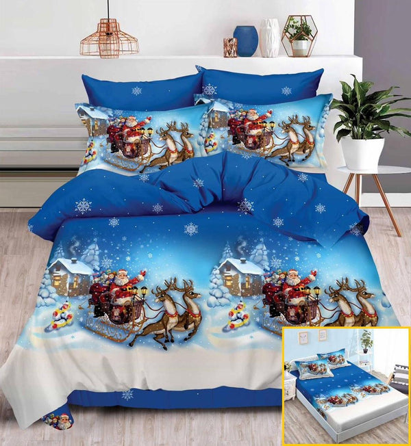 Lenjerii cu Elastic Bumbac Finet Craciun Albastre Reni BFEQ04