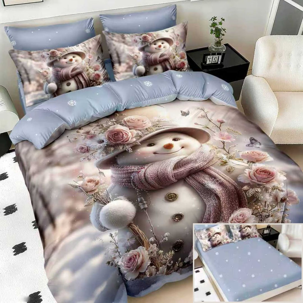 Lenjerii cu Elastic Bumbac Finet Craciun Print 5D Albastru Om Zapada BFEQ111