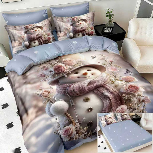 Lenjerii cu Elastic Bumbac Finet Craciun Print 5D Albastru Om Zapada BFEQ111