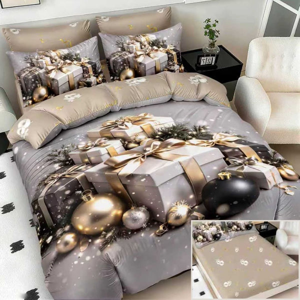 Lenjerii cu Elastic Bumbac Finet Craciun Print 5D Gri Cadouri BFEQ106