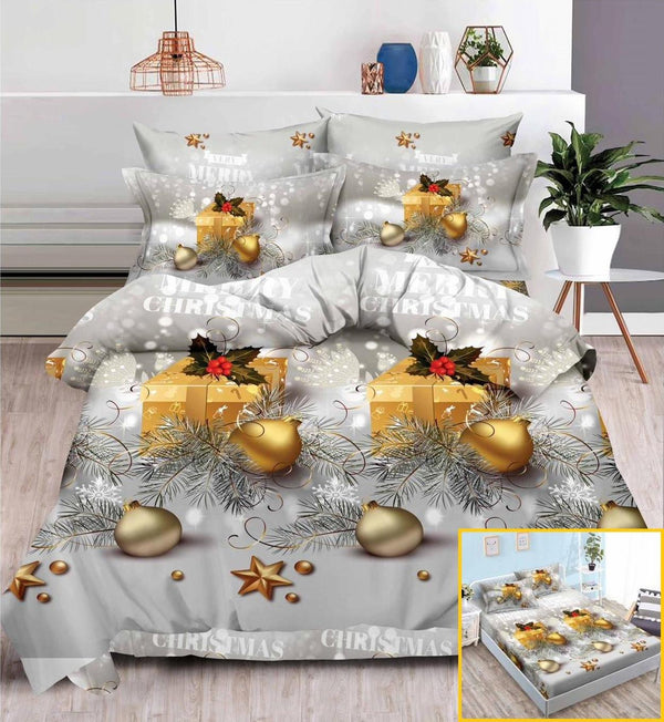 Lenjerii cu Elastic Bumbac Finet Craciun Gri Ornamente BFEQ08