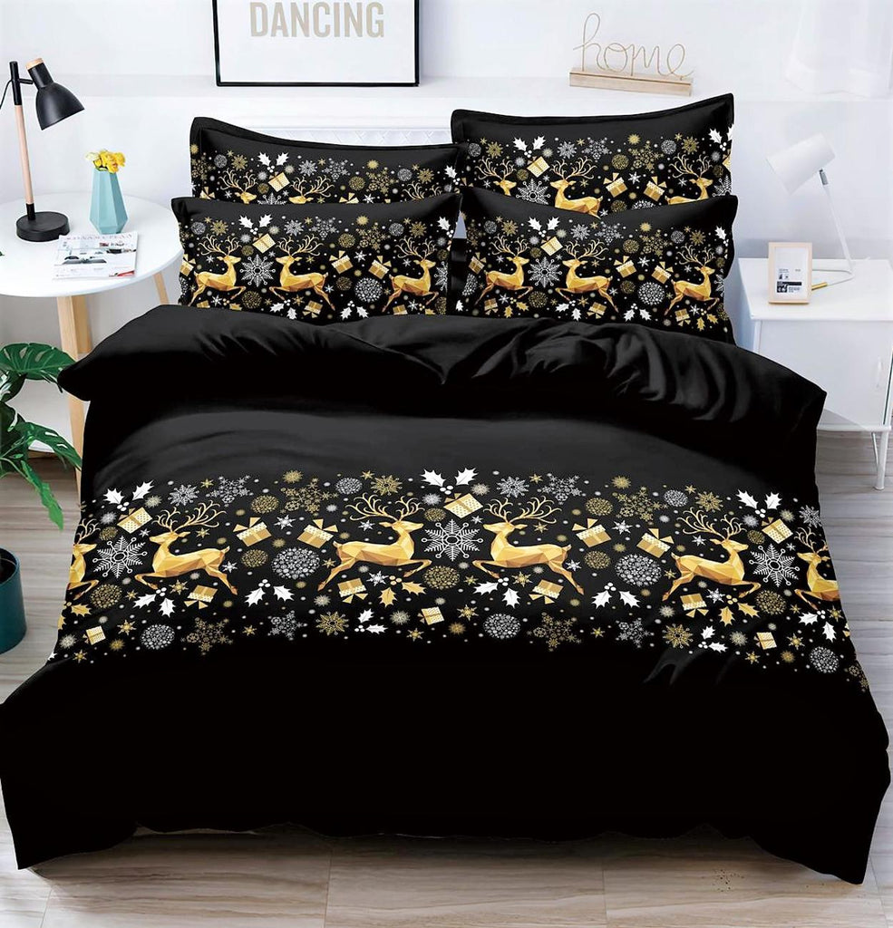 Lenjerii cu Elastic Bumbac Finet Craciun Negre Reni BCEJ109