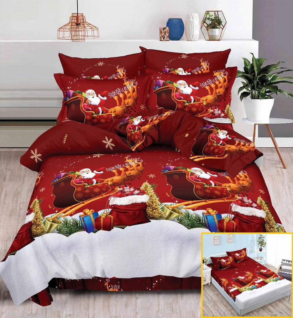 Lenjerii cu Elastic Bumbac Finet Craciun Rosii Peisaj de Sarbatoare BFEQ05