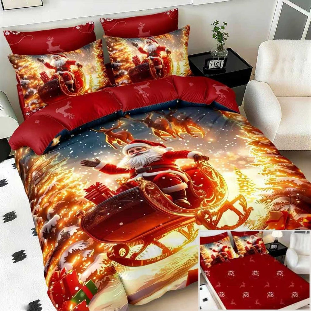 Lenjerii cu Elastic Bumbac Finet Craciun Print 5D Rosu Mos Craciun BFEQ113