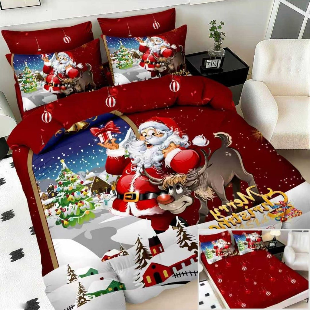 Lenjerii cu Elastic Bumbac Finet Craciun Print 5D Rosu Mos Craciun BFEQ121
