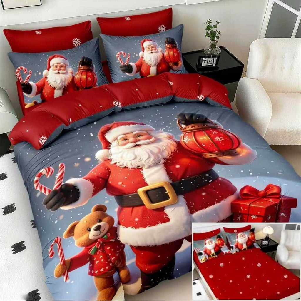 Lenjerii cu Elastic Bumbac Finet Craciun Print 5D Rosu Mos Craciun BFEQ130