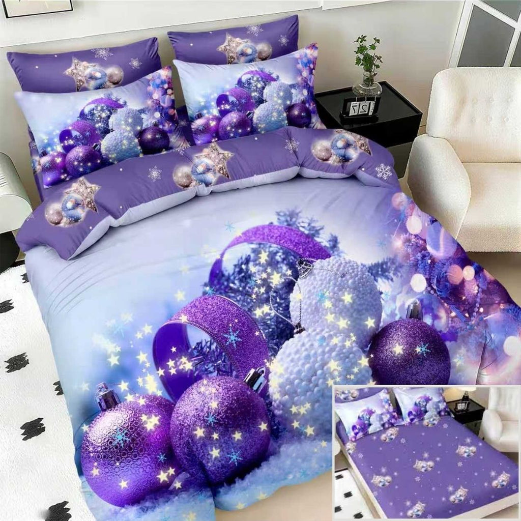 Lenjerii cu Elastic Bumbac Finet Craciun Print 5D Mov Globuri BFEQ115