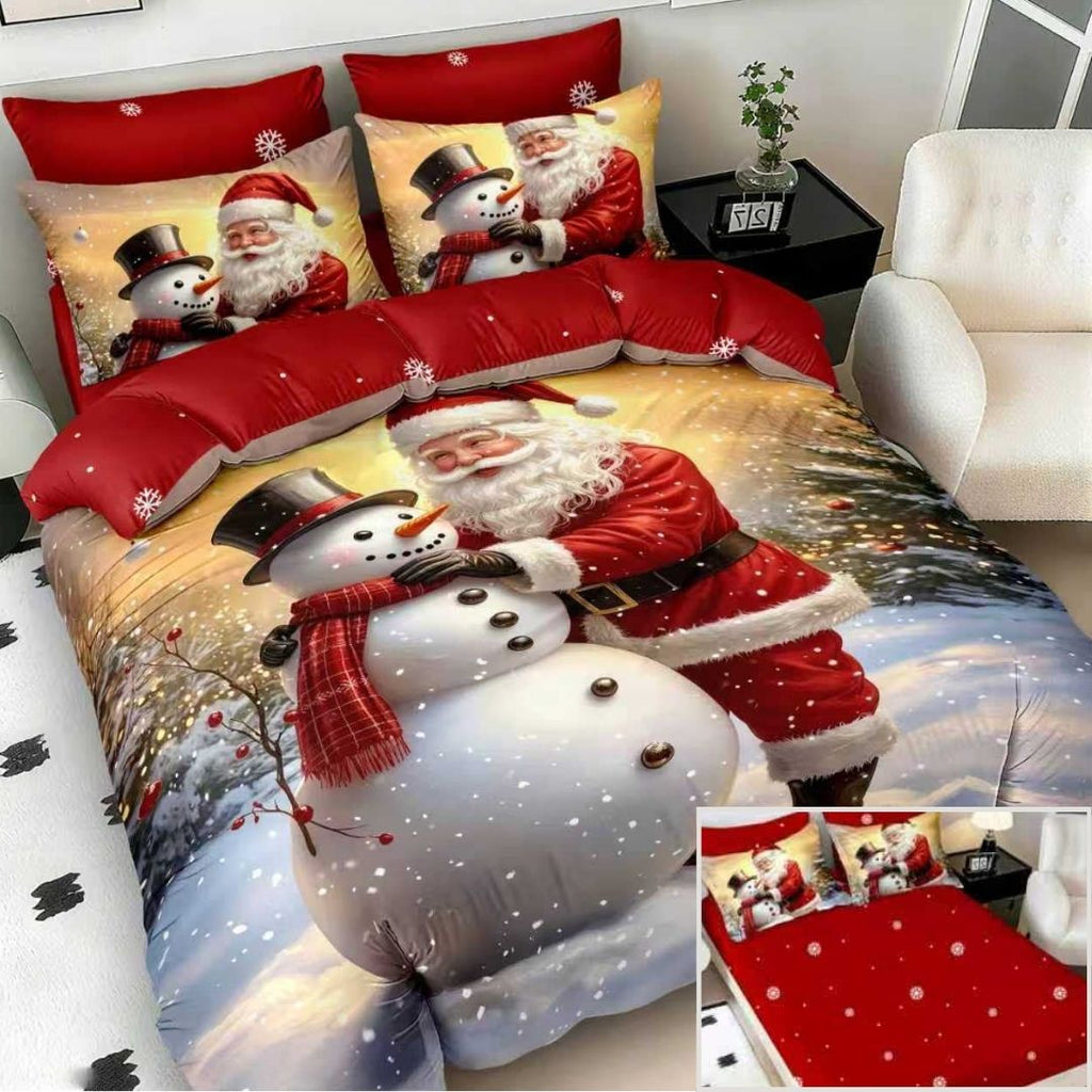 Lenjerii cu Elastic Bumbac Finet Craciun Print 5D Rosu Om Zapada BFEQ125