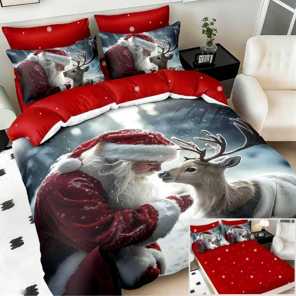 Lenjerii cu Elastic Bumbac Finet Craciun Print 5D Rosu Ren BFEQ123