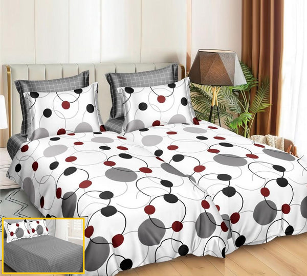 Lenjerii Bumbac Satinat Pucioasa cu 2 Cearsafuri Pilota Multicolor Geometric LK23