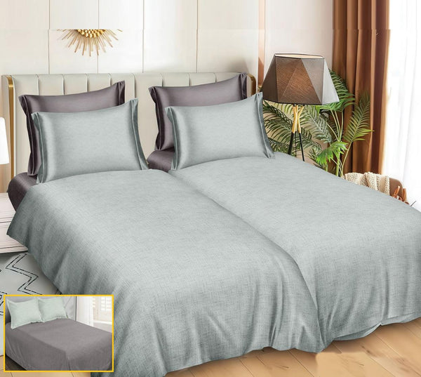 Lenjerii Bumbac Satinat Pucioasa cu 2 Cearsafuri Pilota Verde Simple LK17