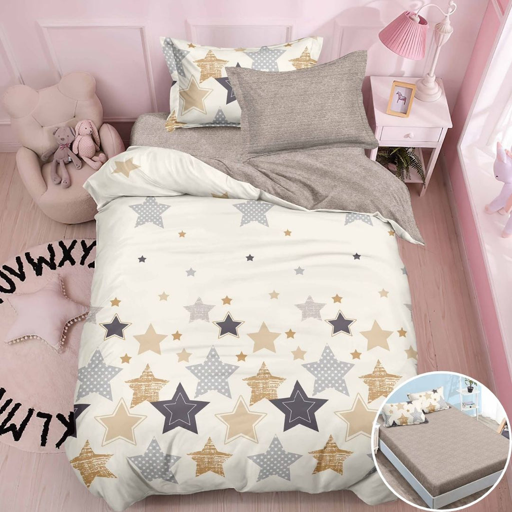 Lenjerii cu Elastic o Persoana Pucioasa Bumbac Satinat Crem Stele LSY47