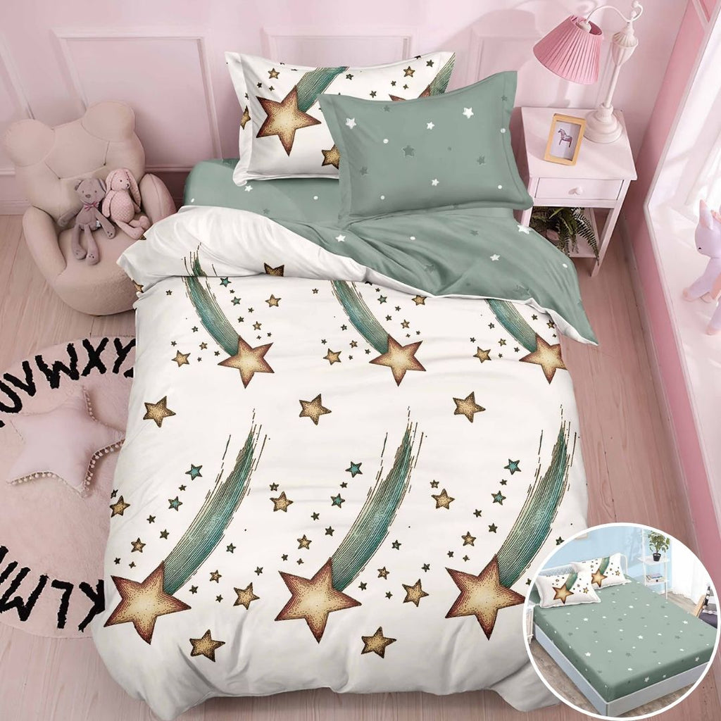 Lenjerii cu Elastic o Persoana Pucioasa Bumbac Satinat Crem Stele LSY49