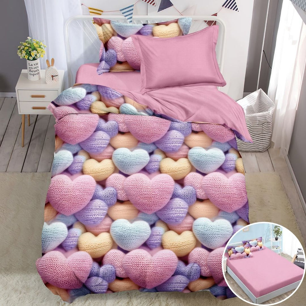Lenjerii cu Elastic o Persoana Pucioasa Bumbac Satinat Roz Inimi LSY42A