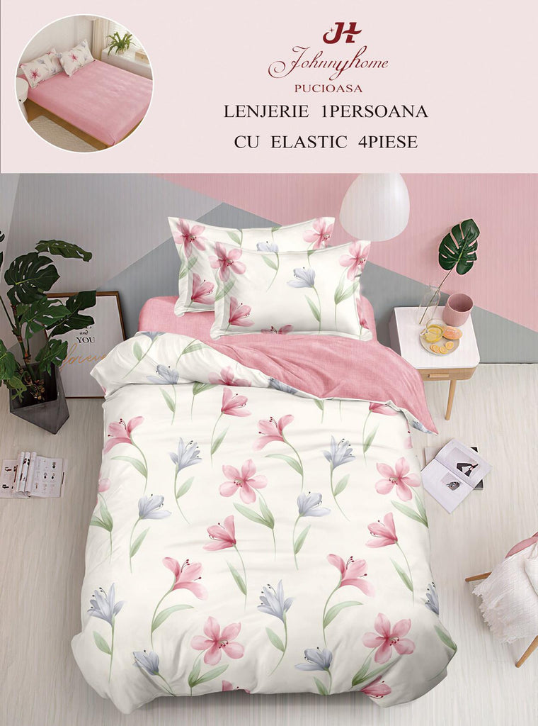 Lenjerii cu Elastic o Persoana Pucioasa Finet Albe Floral LSE154