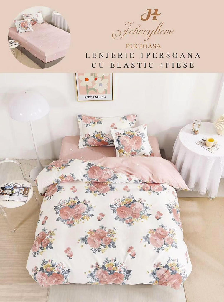 Lenjerii cu Elastic o Persoana Pucioasa Finet Roz Albe Floral LSE102