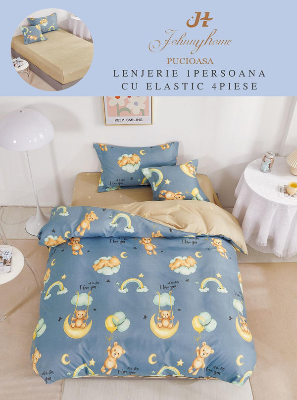 Lenjerii cu Elastic o Persoana Pucioasa Finet Albastre Ursuleti Norisori LSE85