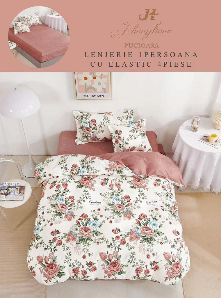 Lenjerii cu Elastic o Persoana Pucioasa Finet Roz Crem Floral LSE86