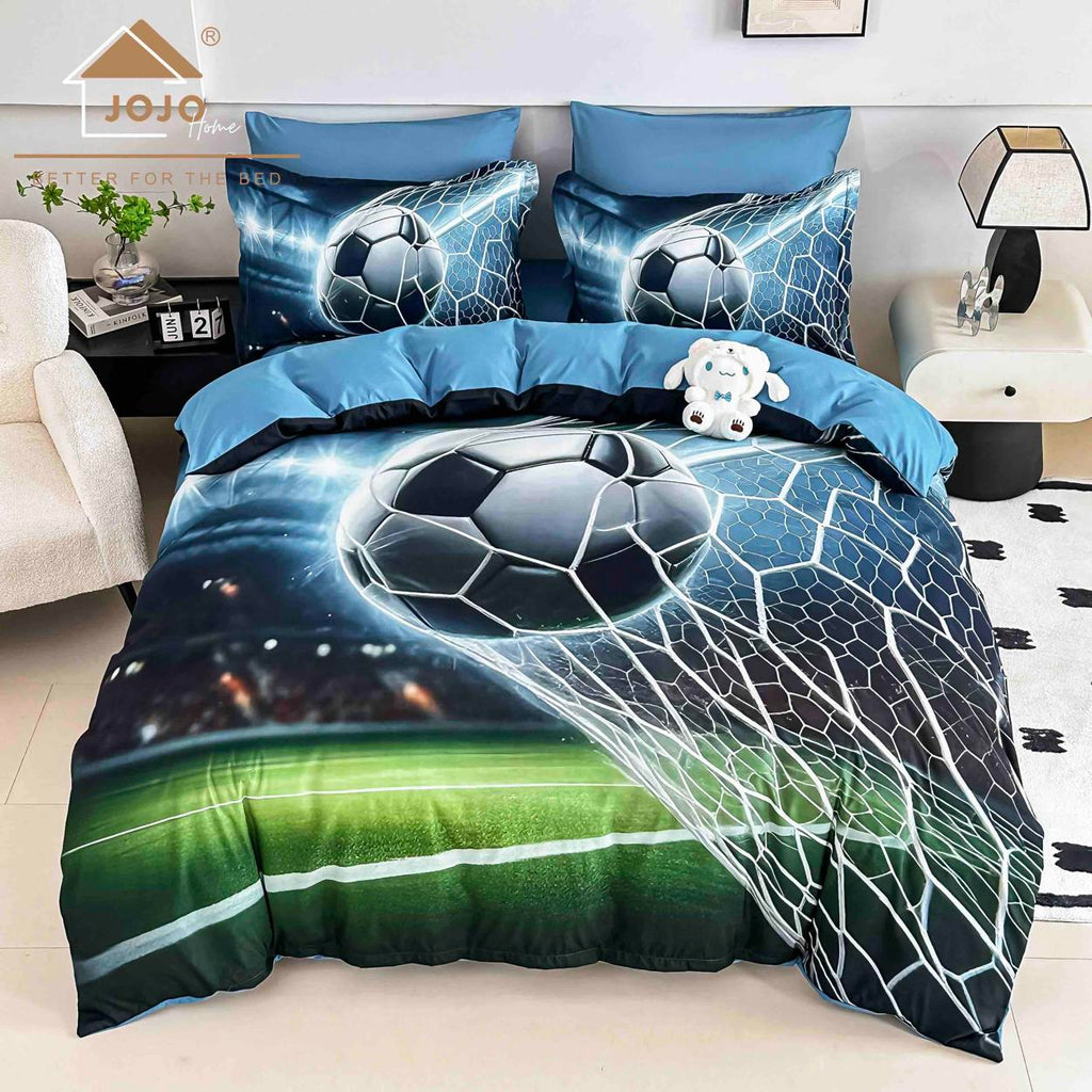 Lenjerii cu Elastic o Persoana Bumbac Finet 5D Albastre Mingi de Fotbal LSEJ41