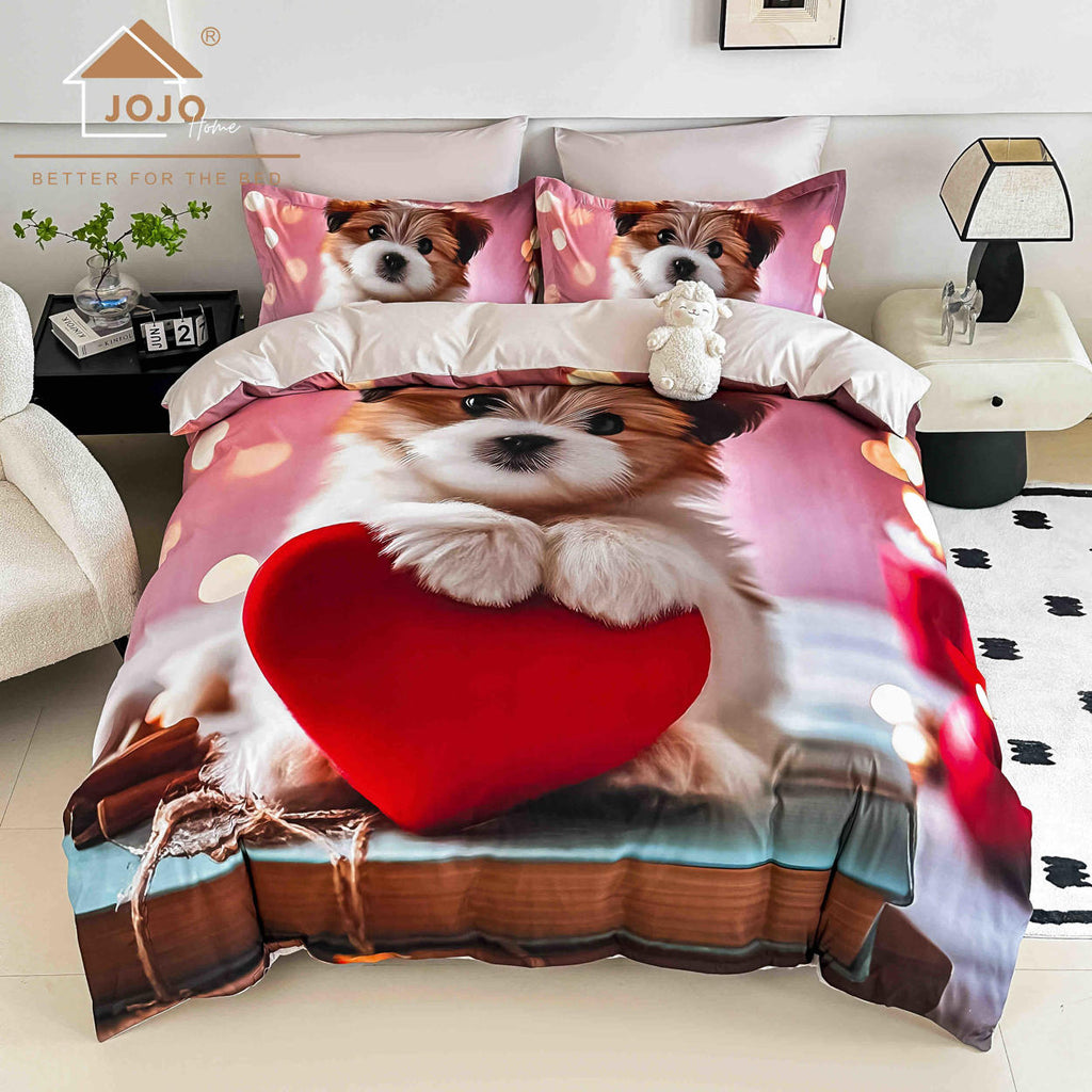 Lenjerii cu Elastic o Persoana Bumbac Finet 5D Roz Catelusi LSEJ52