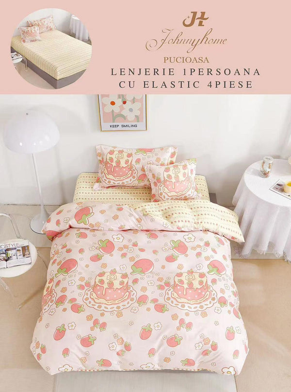 Lenjerii cu Elastic o Persoana Pucioasa Finet Roz Crem Tort LSE108