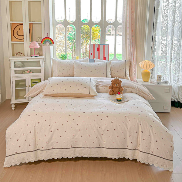 Lenjerii Bumbac 100% Premium cu Elastic Pat Dublu 4 Piese Roz Cirese BB02