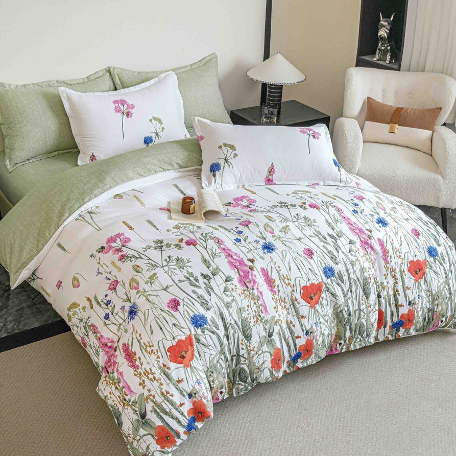 Lenjerii cu Elastic Finet Gros Pat Dublu Alb Flori BFEJ184