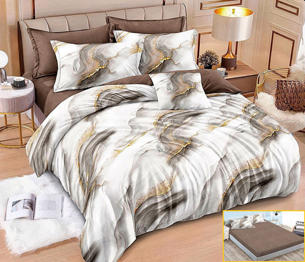 lenjerii cu elastic finet pucioasa pat dublu alb gri maro abstract BFE337