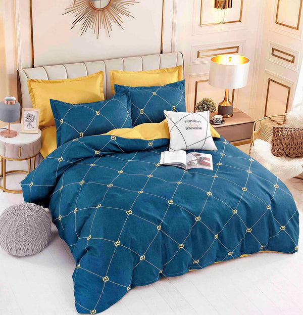 Lenjerii cu Elastic Bumbac Finet Albastre Model Elegant Auriu BFEJ117