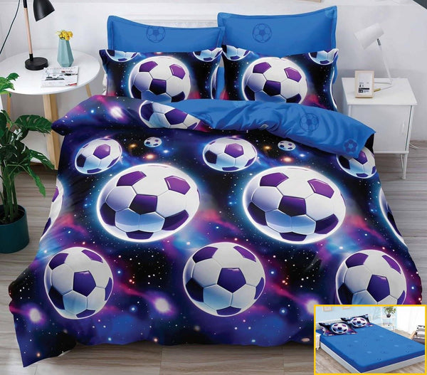 lenjerii cu elastic finet pucioasa pat dublu albastru mov fotbal BFE327