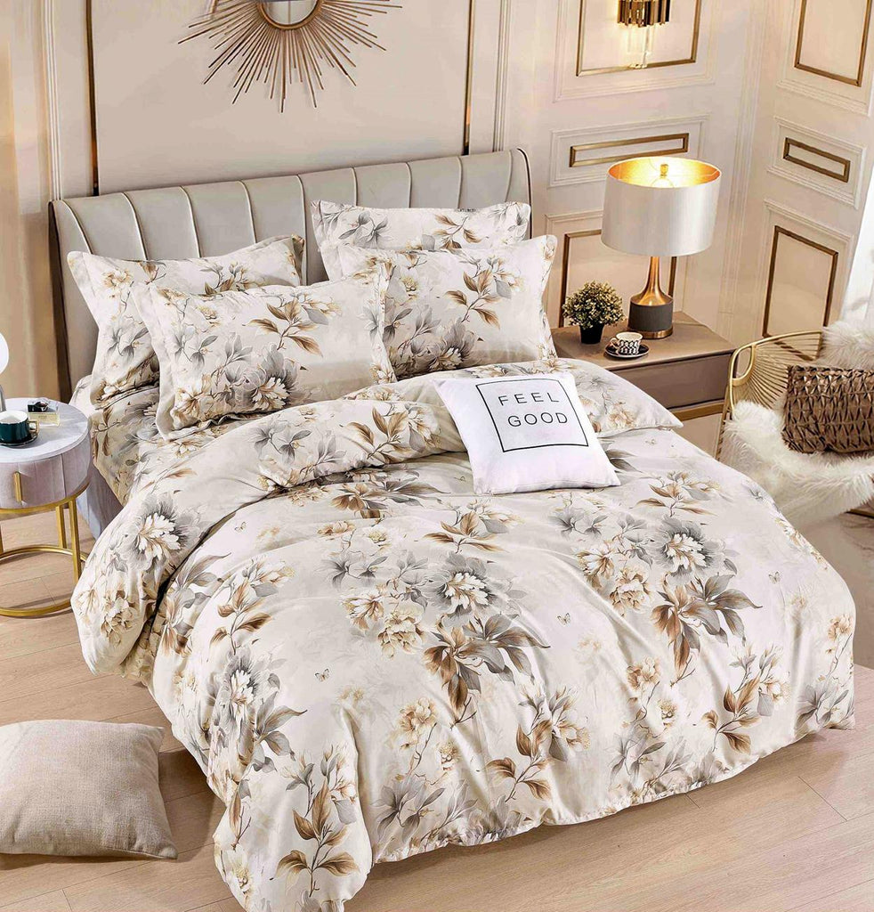 Lenjerie cu Elastic Bumbac Finet Crem Floral BFEJ86