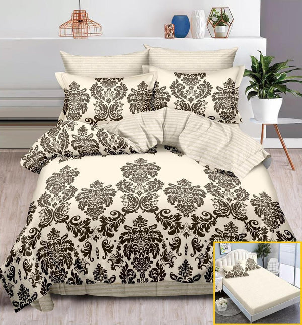 Lenjerii cu Elastic Finet Pucioasa Pat Dublu Crem Oriental BFE109