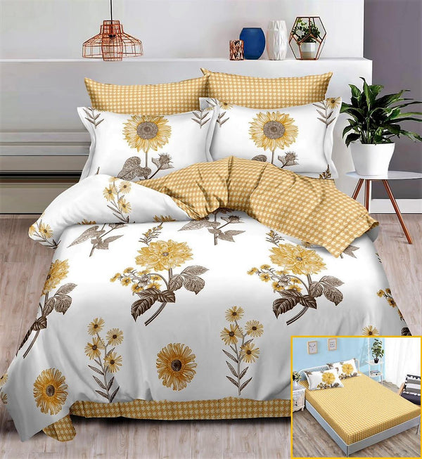 Lenjerii cu Elastic Finet Pucioasa Pat Dublu Galbene Albe Carouri BFE215