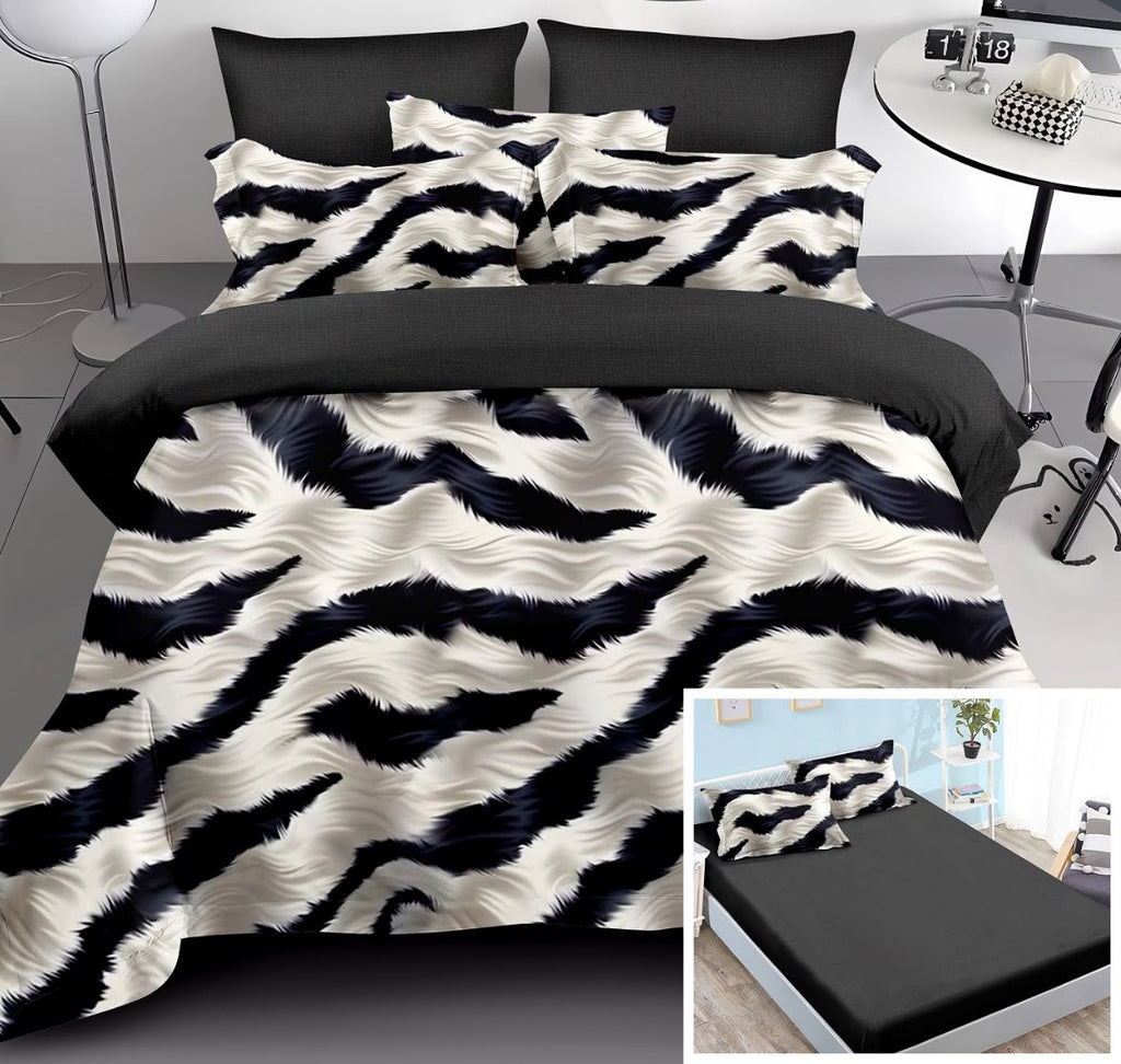 Lenjerii cu Elastic Finet Pucioasa Pat Dublu Gri Animal Print Inimioare BFE365