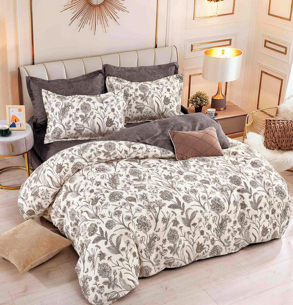 Lenjerii cu Elastic Bumbac Finet Crem Maro Floral BFEJ15