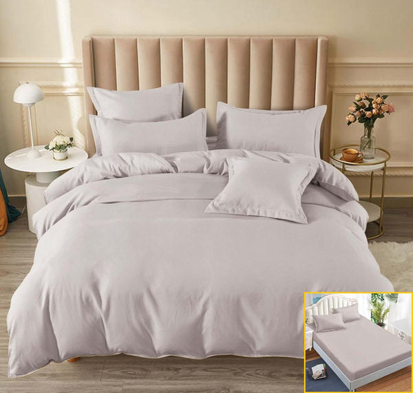 Lenjerii Uni cu Elastic Finet Pucioasa Pat Dublu Gri Deschis Simple BFE192