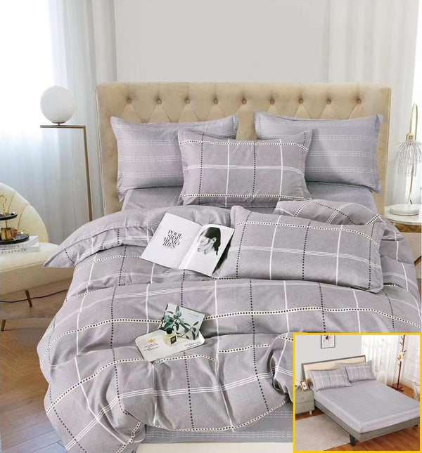 Lenjerii cu Elastic Finet Pucioasa Pat Dublu Gri Geometric BFE235