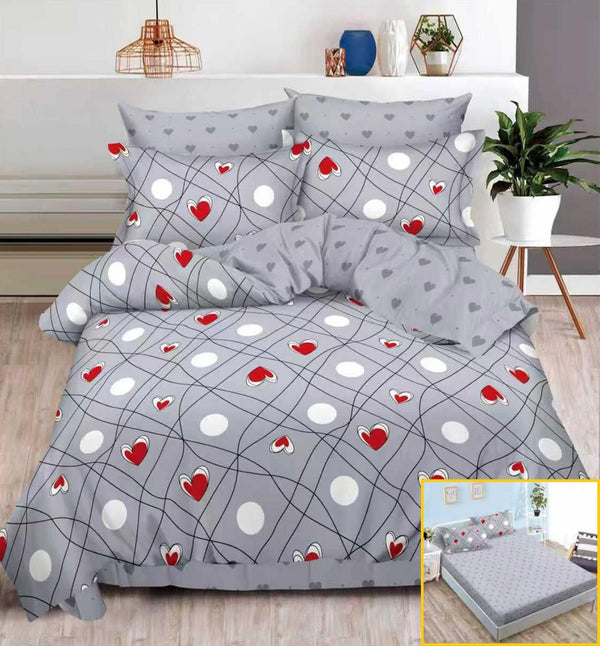 Lenjerii cu Elastic Finet Pucioasa Pat Dublu Gri Buline BFE84