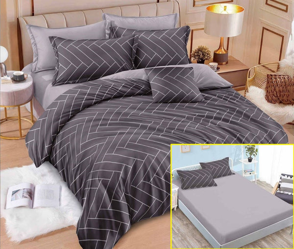 Lenjerii cu Elastic Finet Pucioasa Pat Dublu Gri Negru BFE350