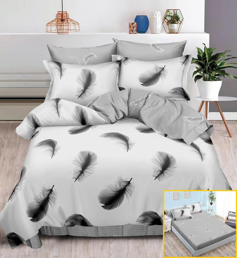 Lenjerii cu Elastic Finet Pucioasa Pat Dublu Gri Pene BFE130